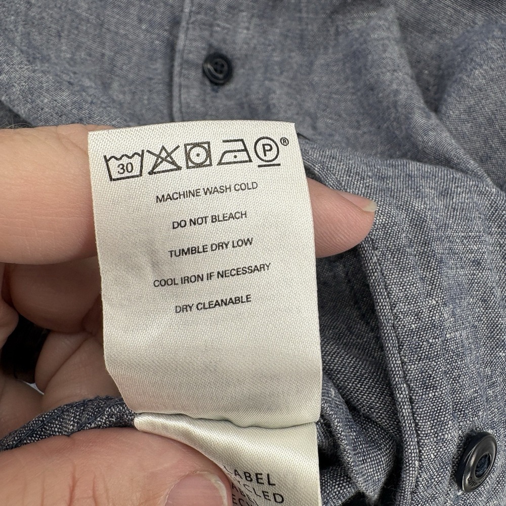 Outerknown Shirt Mens Extra Large Blue Chambray Button Up Short Sleeve Hemp - Picture 6 of 10